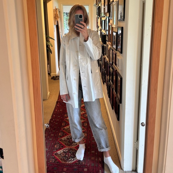 The Group Babaton Maven Ice Cream Grey Gray Off White Egg Shell Trench Rain Coat - Picture 4 of 16